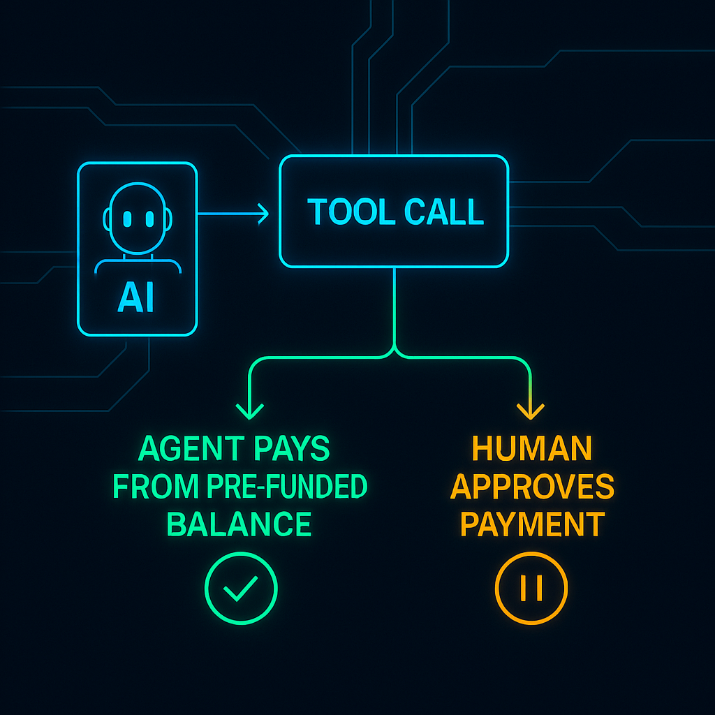 Broken subscription calendar with scattered charge receipts vs. a clean pay-as-you-go token stack