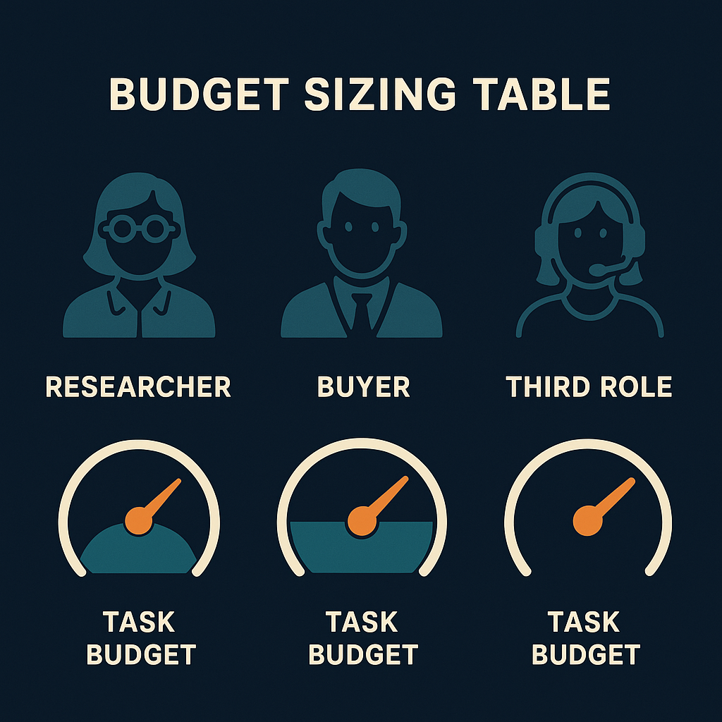 ATXP robot holding a wallet with a balance meter showing task budget and hard ceiling line