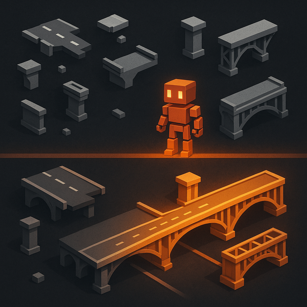 An agent node launches upward through connected infrastructure layers, with orange thrust and teal foundation nodes