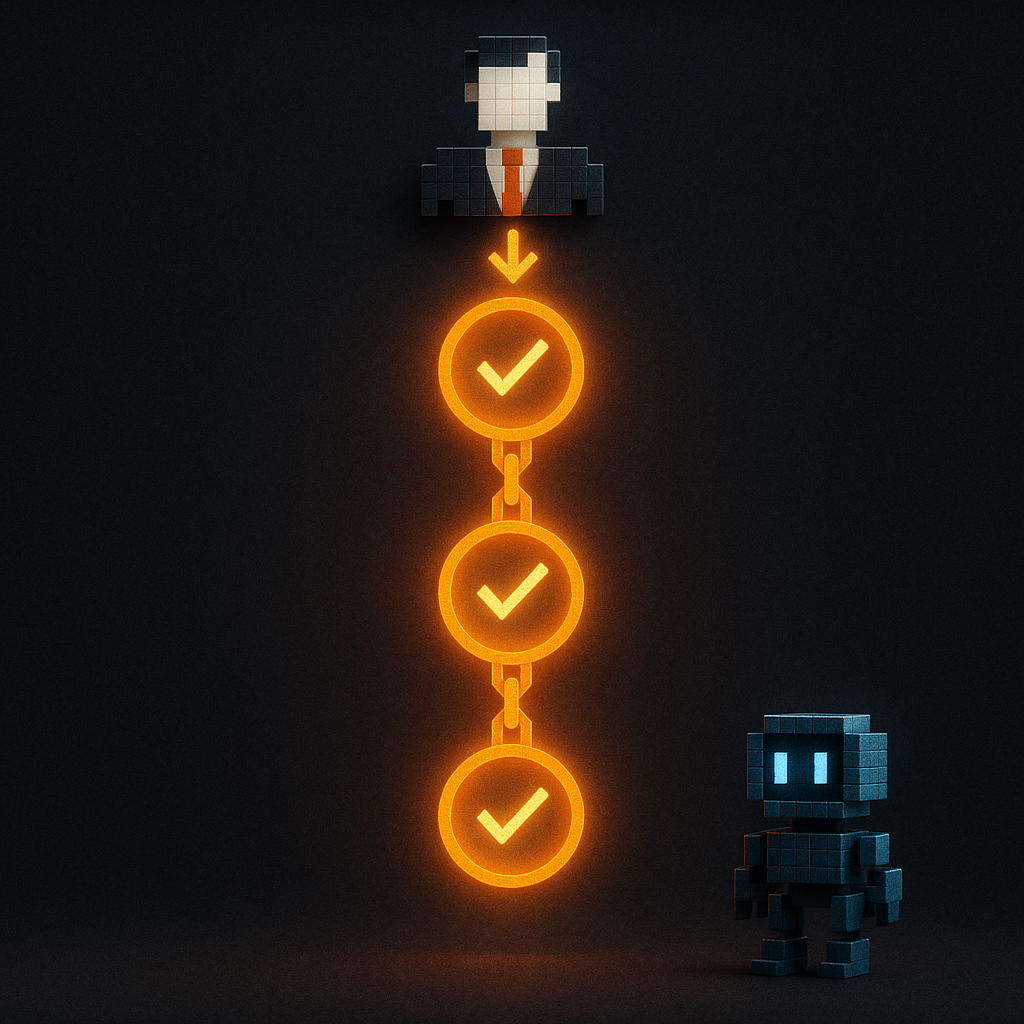 AP2 authorization chain: a business delegates spend authority through policy verification nodes down to the agent